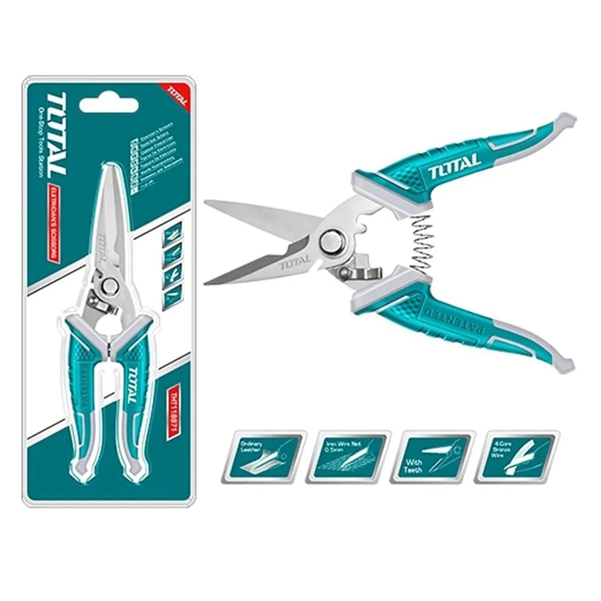 TOTAL TOOLS - Tijera Electricista 8 Pulgadas (200mm)