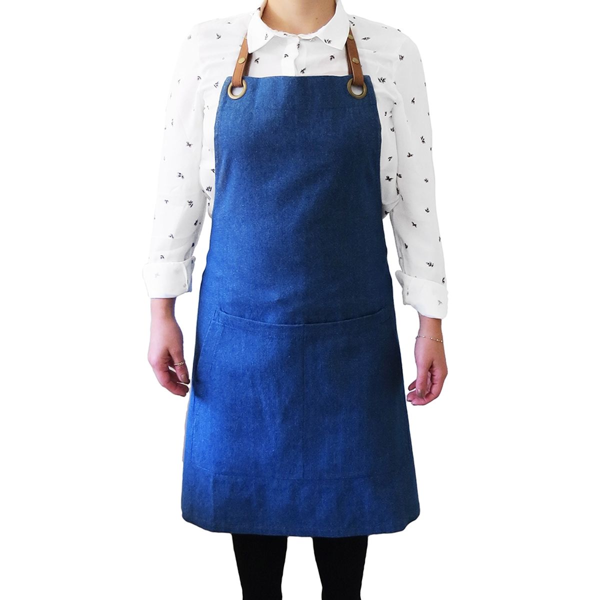 INDUSBORD - Pechera Jeans Azul con Detalle Superior Cuero Sintético