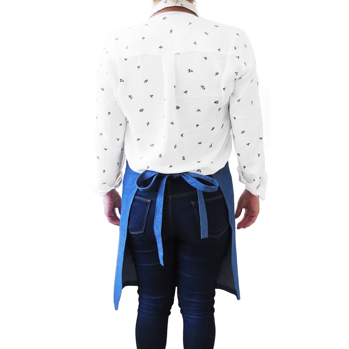 INDUSBORD - Pechera Jeans Azul con Detalle Superior Cuero Sintético