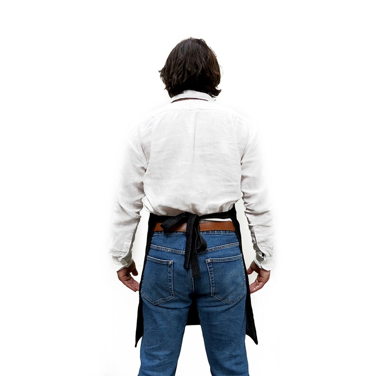 INDUSBORD - Pechera Jeans Negro con Detalle Superior Cuero Sintético