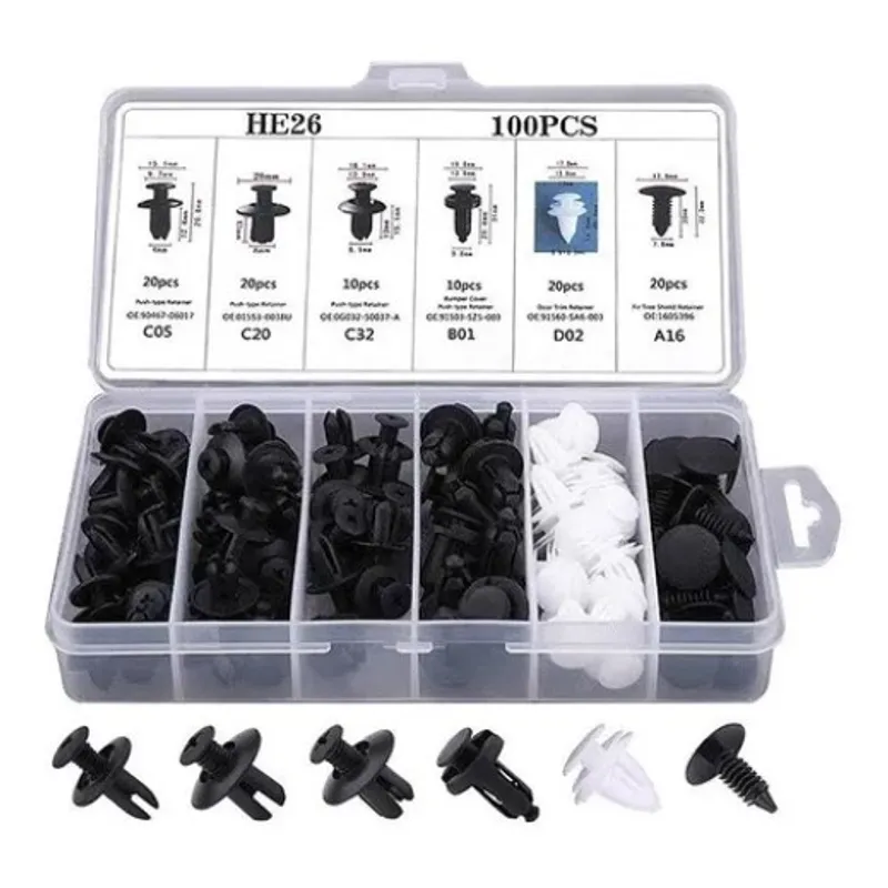 LISM - Caja 100 Clips Broche Lata Plastico Auto Tapabarro 212018