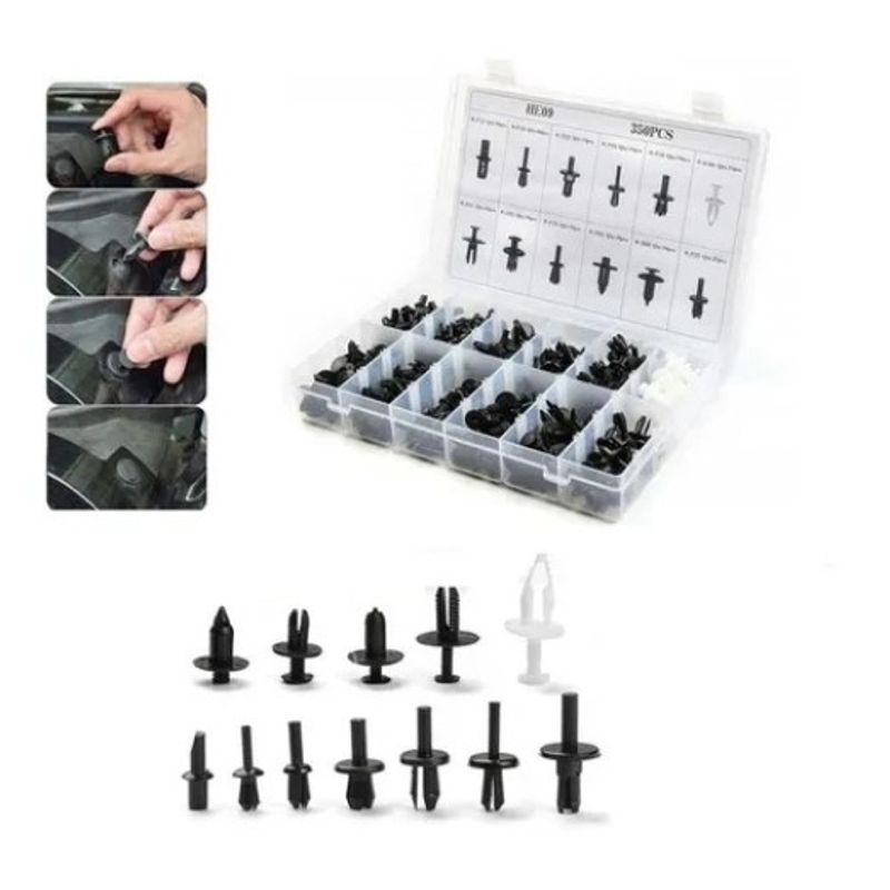 GENERICO - Caja 350 Clips Broche Retencion Plastico Tapabarro / 212019