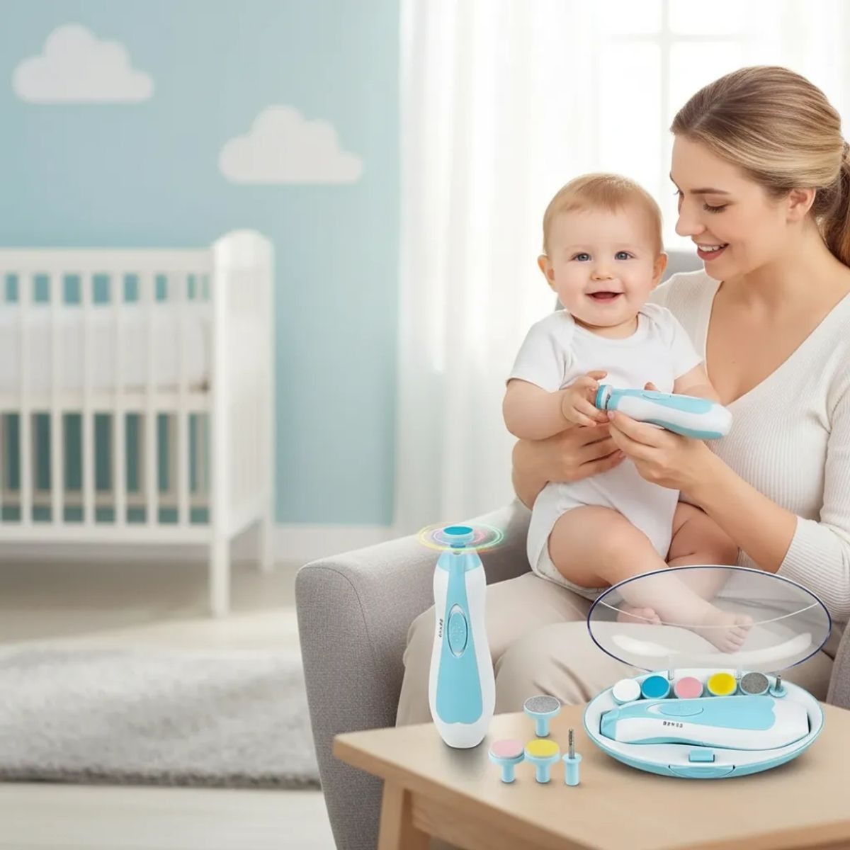 IRM - Lima De Unas Electrica Para Bebes Y Recien Nacidos Kit De Seguridad Color Celeste FIGOIMPORT