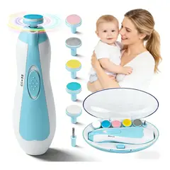 GENERICO - Corta Uñas Bebés Lima Eléctrica Para Bebés a Batería Celeste FIGOIMPORT