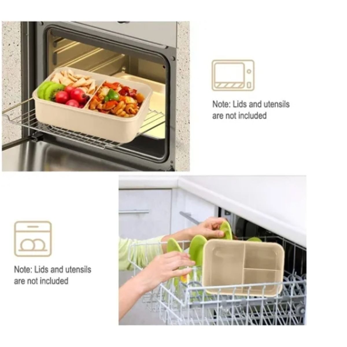 ESHOPANGIE - Taper Hermetico Para Comidas Contenedor  Cubiertos Beige Colacion