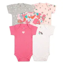 TEDMIMAK - Pack 5 Bodys Manga Corta Flores 100% Algodón