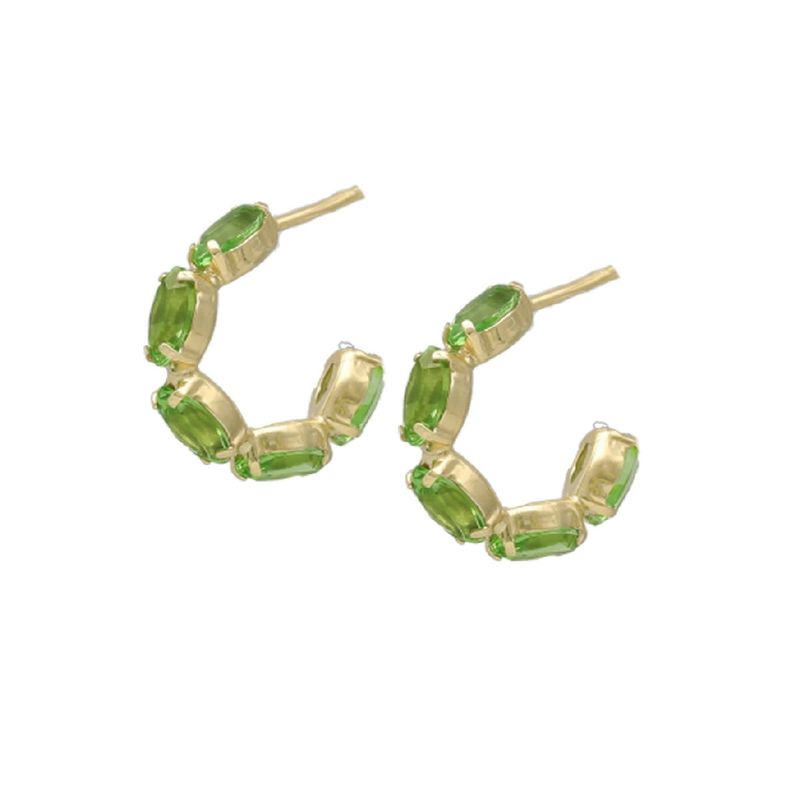 VICTORIA CRUZ - Par de Aros peridot de Las Estaciones bañado en Oro