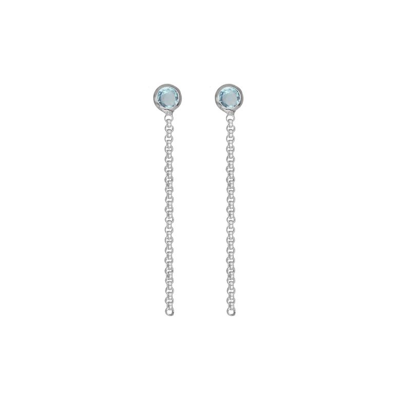 VICTORIA CRUZ - Par de Aros cadena aquamarine de Lis de Plata