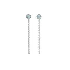 VICTORIA CRUZ - Par de Aros cadena aquamarine de Lis de Plata