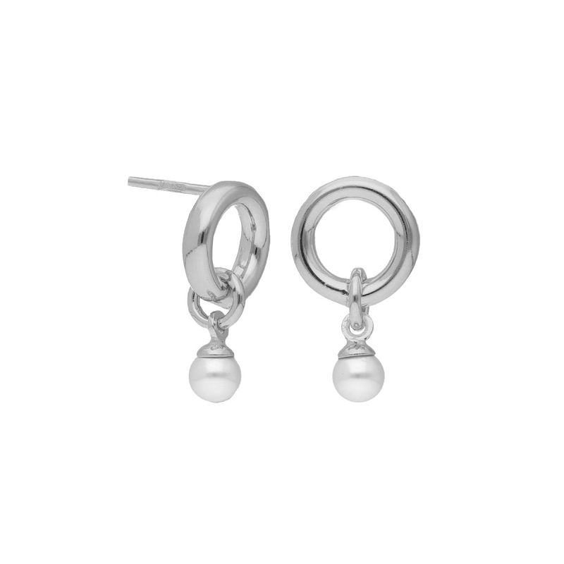 VICTORIA CRUZ - Par de Aros Círculo Perla Zahara Plata