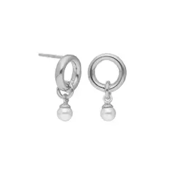 VICTORIA CRUZ - Par de Aros Círculo Perla Zahara Plata