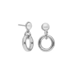 VICTORIA CRUZ - Par de Aros Círculo Perla Zahara Plata