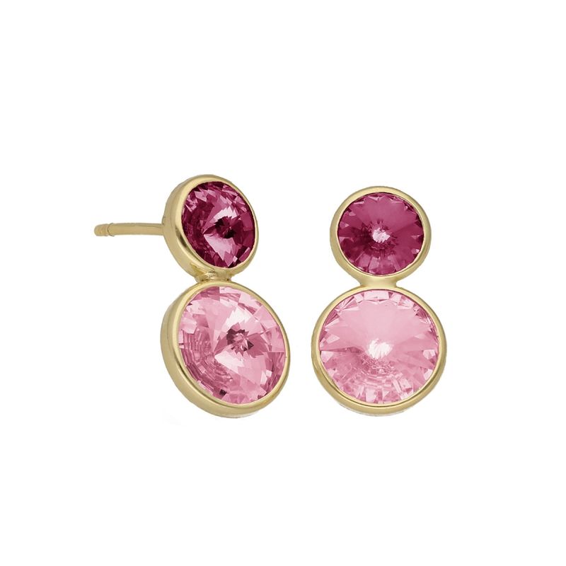 VICTORIA CRUZ - Par de Aros dobley light rose XS de Basic bañados en Oro