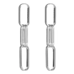 VICTORIA CRUZ - Par de Aros Eslabones de Capture de Plata