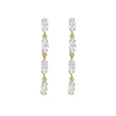 VICTORIA CRUZ - Par de Aros cristales crystal de Las Estaciones bañado en Oro