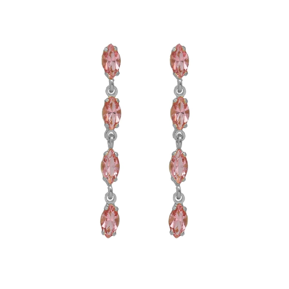 VICTORIA CRUZ - Par de Aros cristales light rose de Las Estaciones elaborado en plata