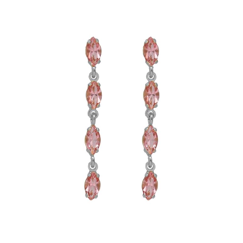 VICTORIA CRUZ - Par de Aros cristales light rose de Las Estaciones elaborado en plata