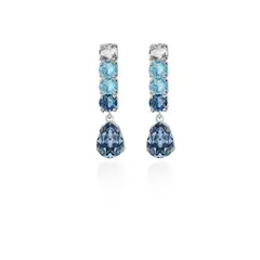 VICTORIA CRUZ - Par de Aros lágrimas denim blue de Transparent de plata