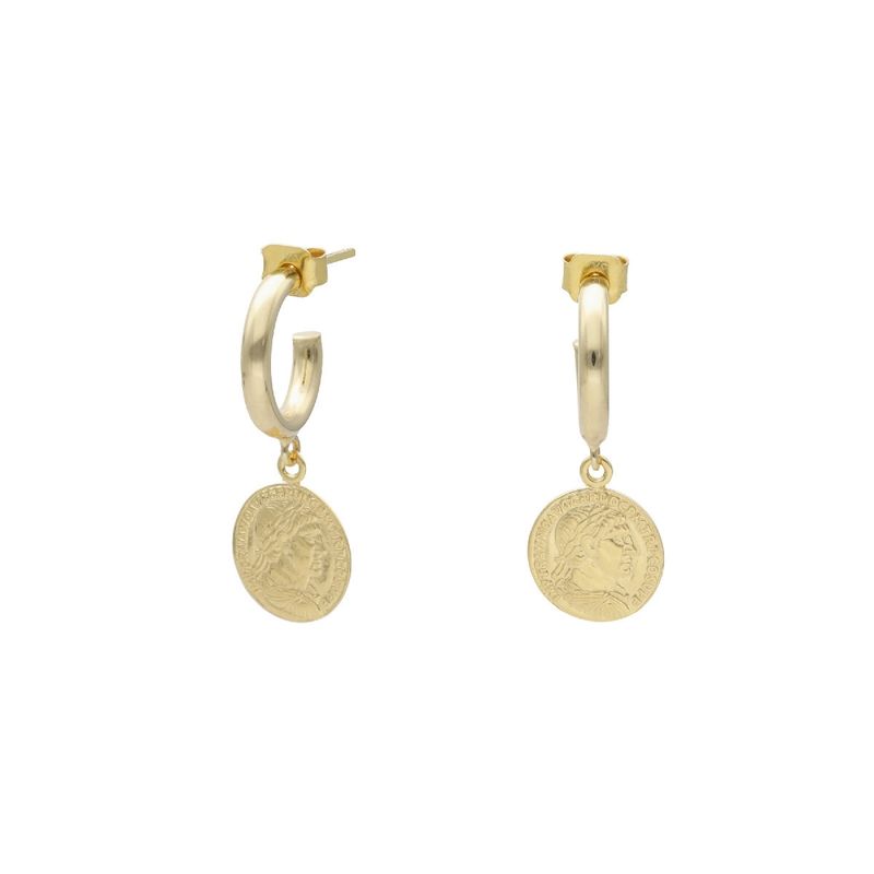 VICTORIA CRUZ - Par de Aros Moneda Greta Oro