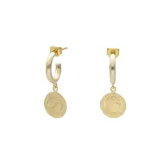 VICTORIA CRUZ - Par de Aros Moneda Greta Oro