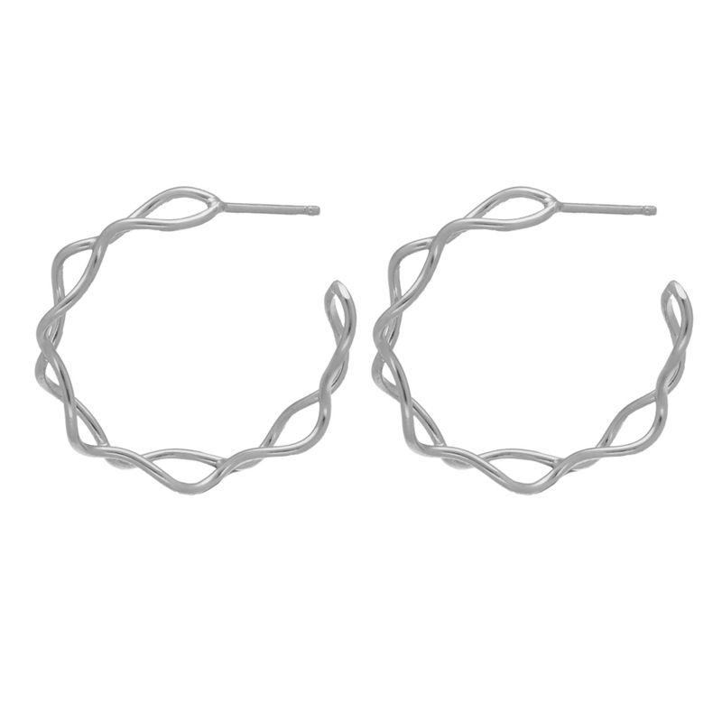 VICTORIA CRUZ - Par de Aros ondas Viena elaborado en plata