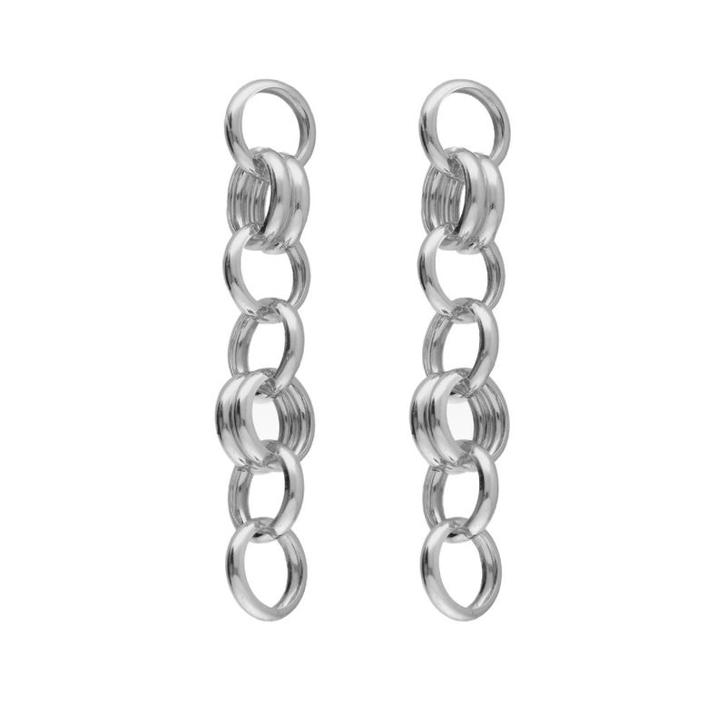 VICTORIA CRUZ - Par de Aros círculos de Brava elaborado en plata