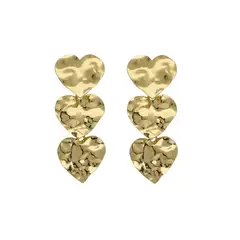 VICTORIA CRUZ - Par de aros corazones Ghana bañado en oro