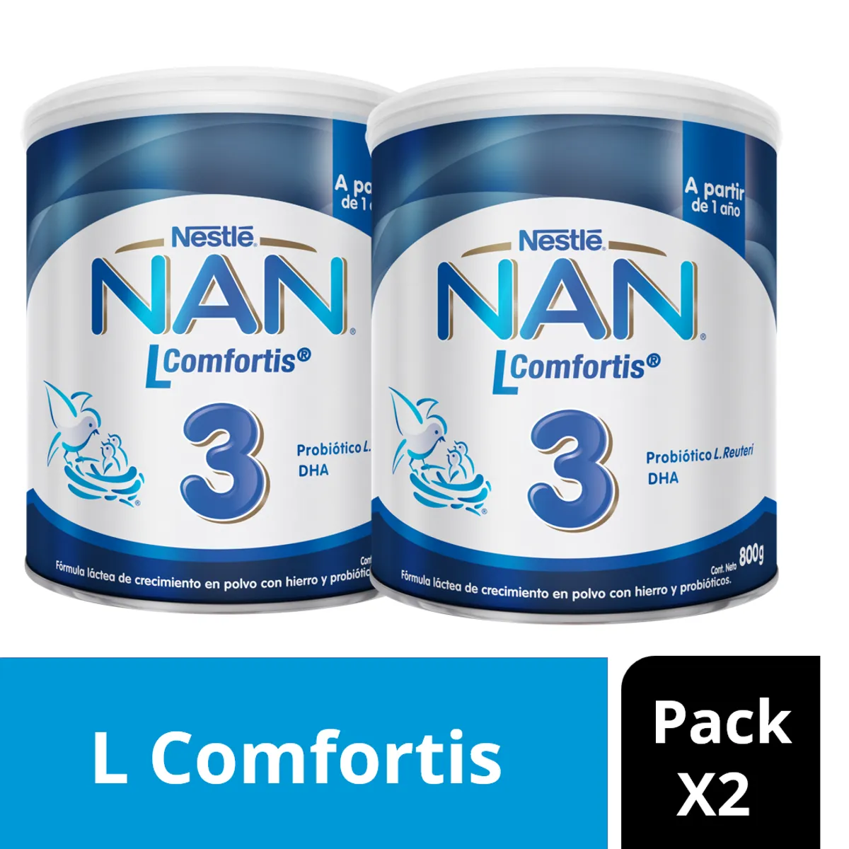 NESTLE - Fórmula Infantil NAN® 3 L Comfortis 800g X2 Unidades