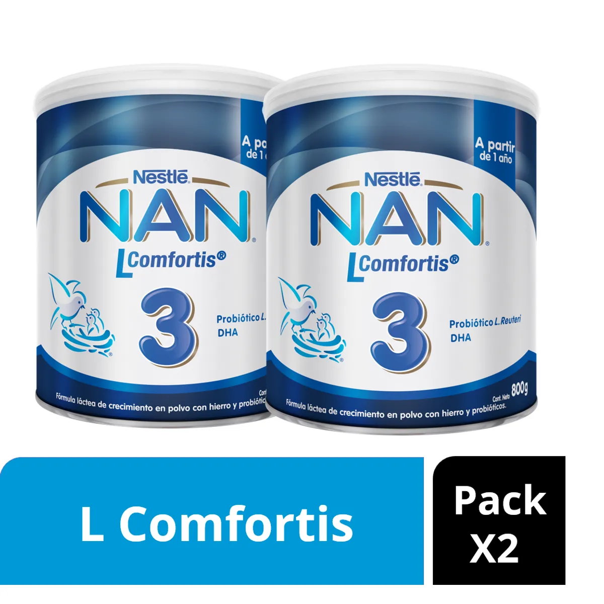 NESTLE - Fórmula Infantil NAN® 3 L Comfortis 800g X2 Unidades