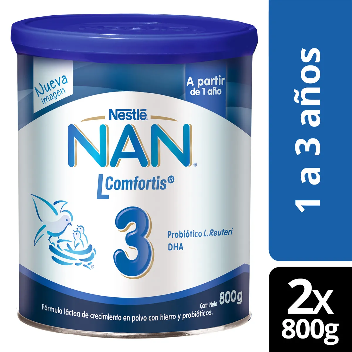 NESTLE - Fórmula Infantil NAN® 3 L Comfortis 800g X2 Unidades