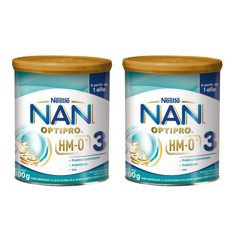 NESTLE - NAN 3 Optipro con HM-O 900g Fórmula Infantil x2 Unidades