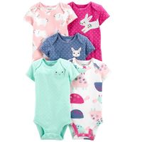 Pack 5 Bodys Manga Corta Animales Felices 100% Algodón Pilucho.