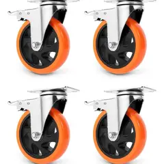 GENERICO - PACK 4 RUEDAS DE 4 PULGADAS GIRATORIAS/FRENO PARA CARROS, VITRINAS