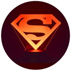 3DILUTION - Lámpara 3d Superman Simbolo Fanart Base Negra