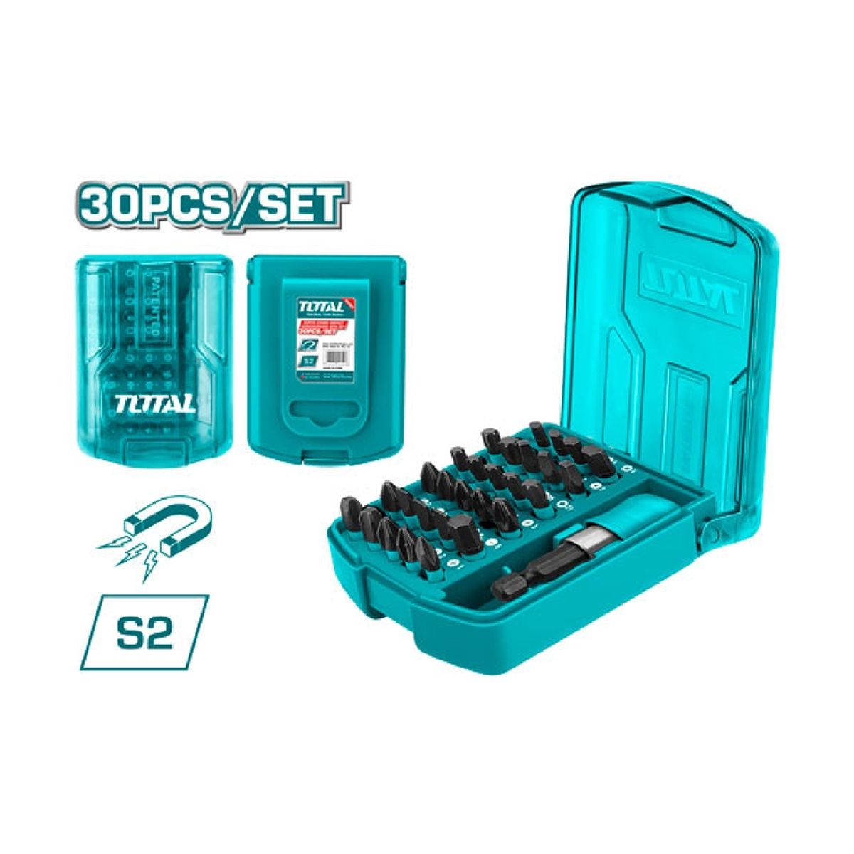 TOTAL TOOLS - Set de Puntas de Impacto Imantadas 30 Piezas Industrial TOTAL