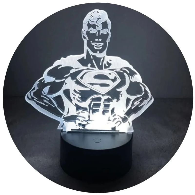 3DILUTION - Lampara Ilusión 3d Superman Fanart Base Negra
