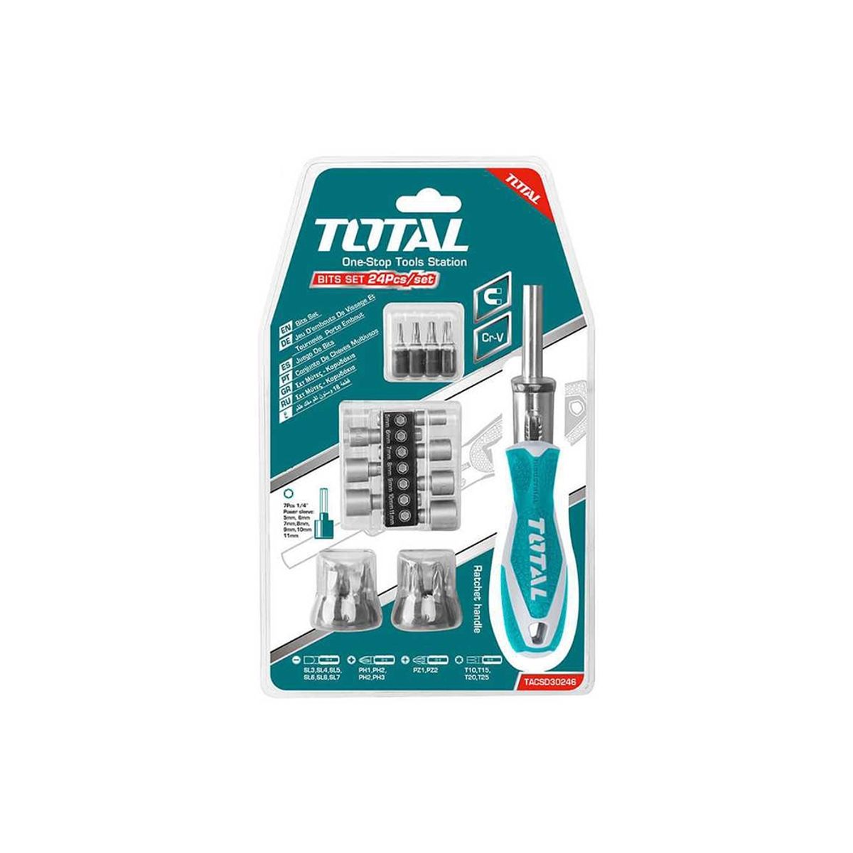 TOTAL TOOLS - Set de Destornilladores y Dados de Trinquete 24 Piezas TOTAL