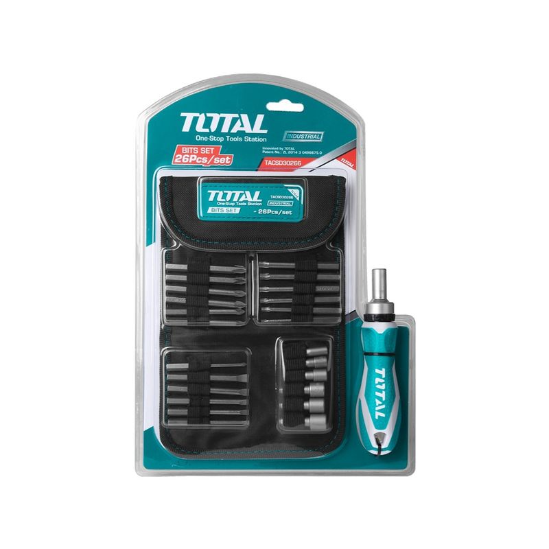 TOTAL TOOLS - Set Destornillador y Puntas 26 Piezas TOTAL