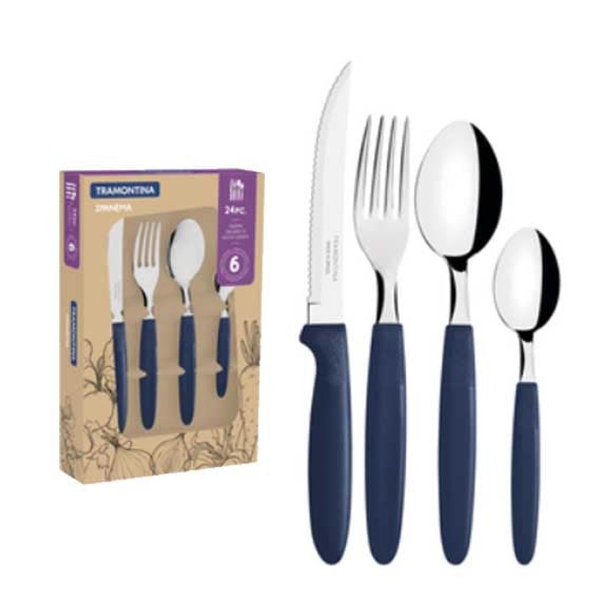TRAMONTINA - Tramontina Ipanema Juego Cubiertos 24 PZAS Azul