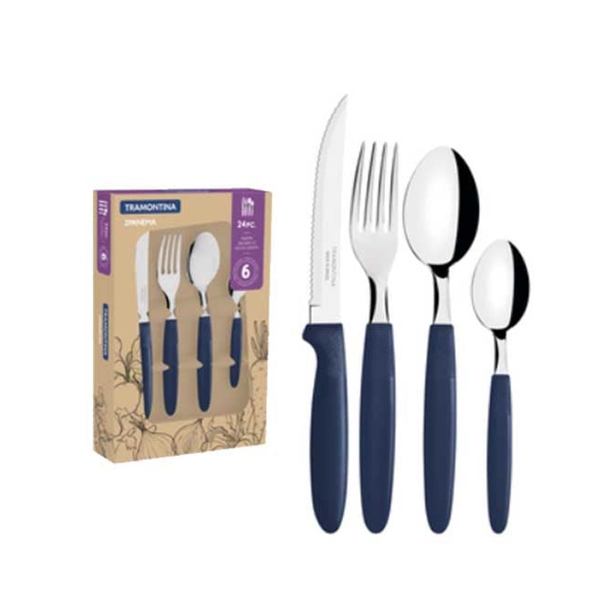TRAMONTINA - Tramontina Ipanema Juego Cubiertos 24 PZAS Azul