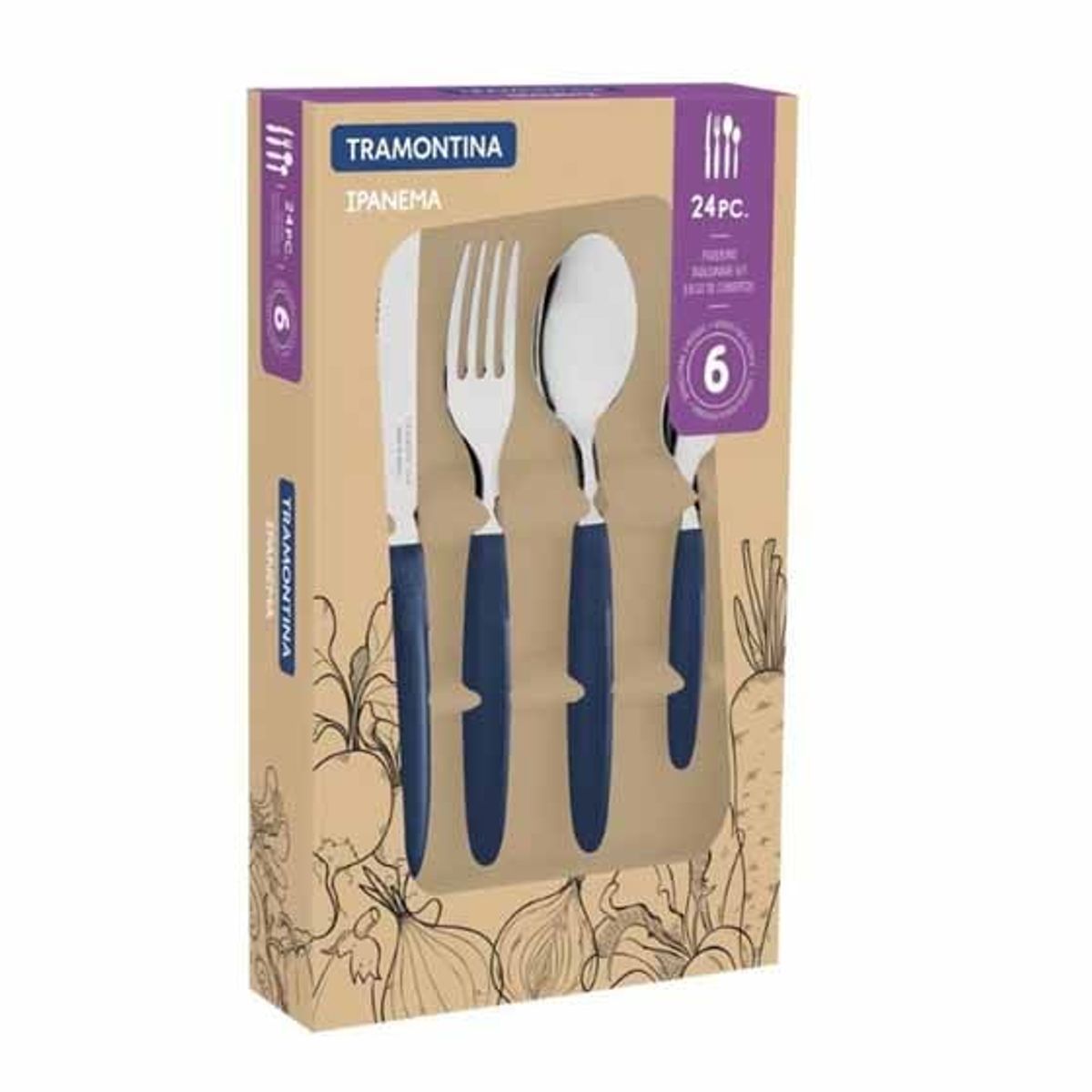 TRAMONTINA - Tramontina Ipanema Juego Cubiertos 24 PZAS Azul