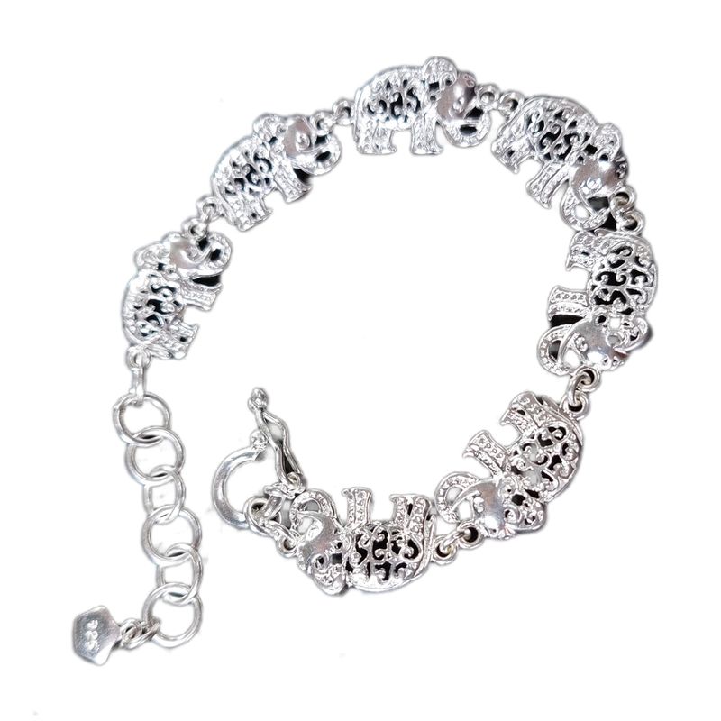MOR JOYAS - Pulsera Plata Ley 950 / Elefantes en Filigrana