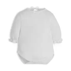POMPON PIMA - Body Manga Corta con Lazo - Algodon Pima - Blanco -