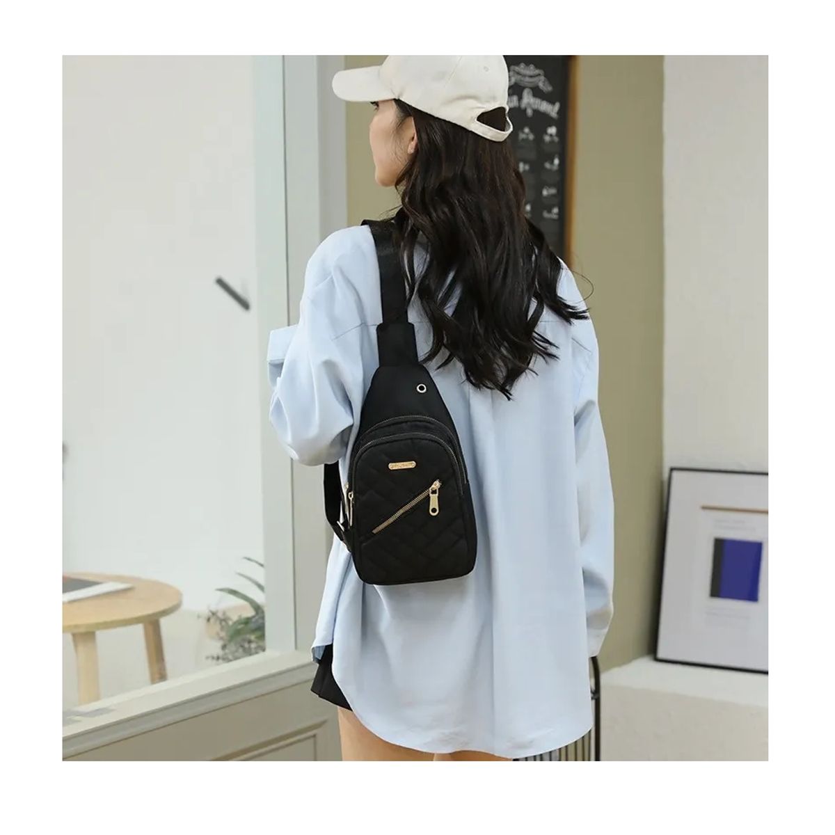 CARIBEE - Bolso Cruzado Bandolera Mujer Elegante Negro