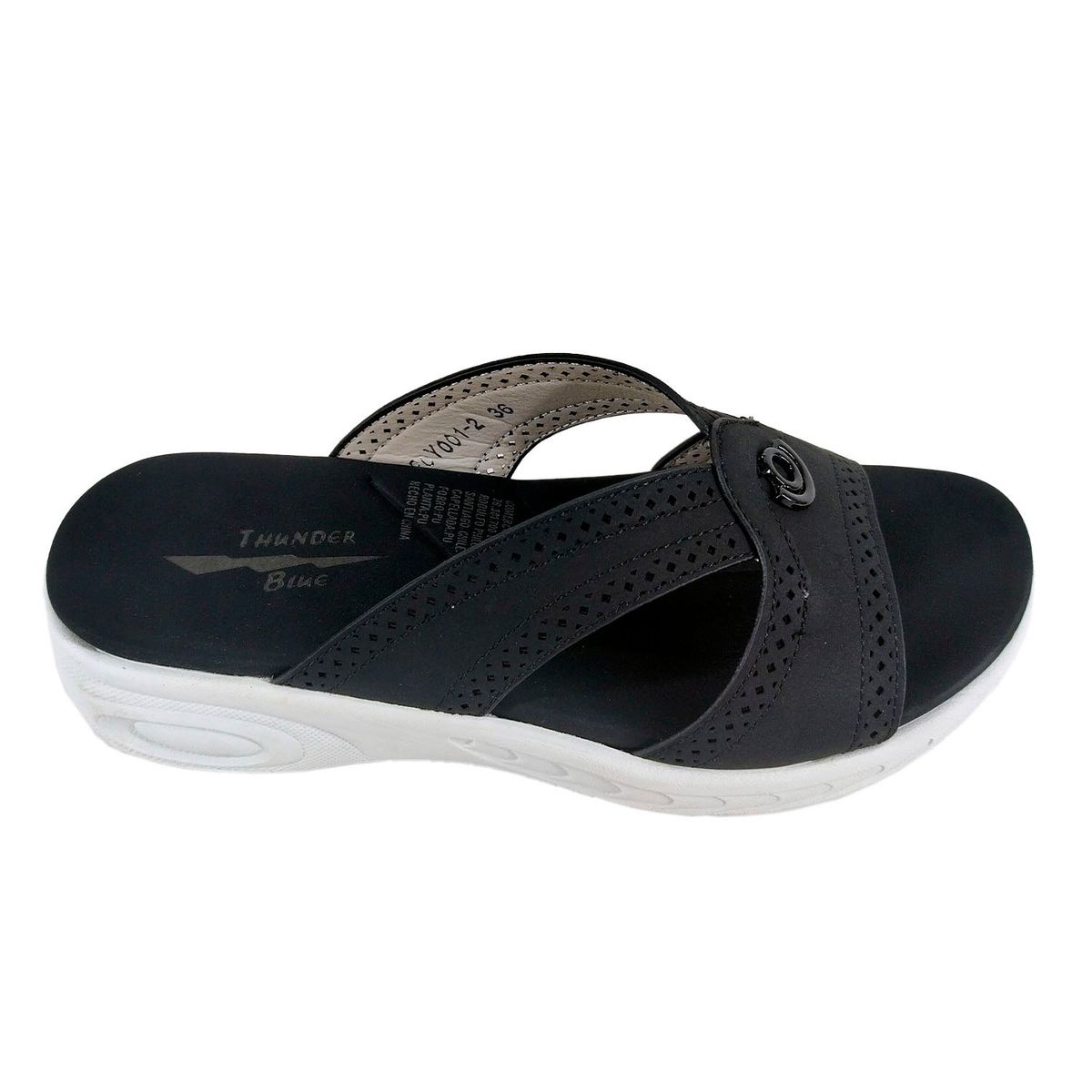 THUNDER BLUE - Sandalias de Verano Mujer Negro.