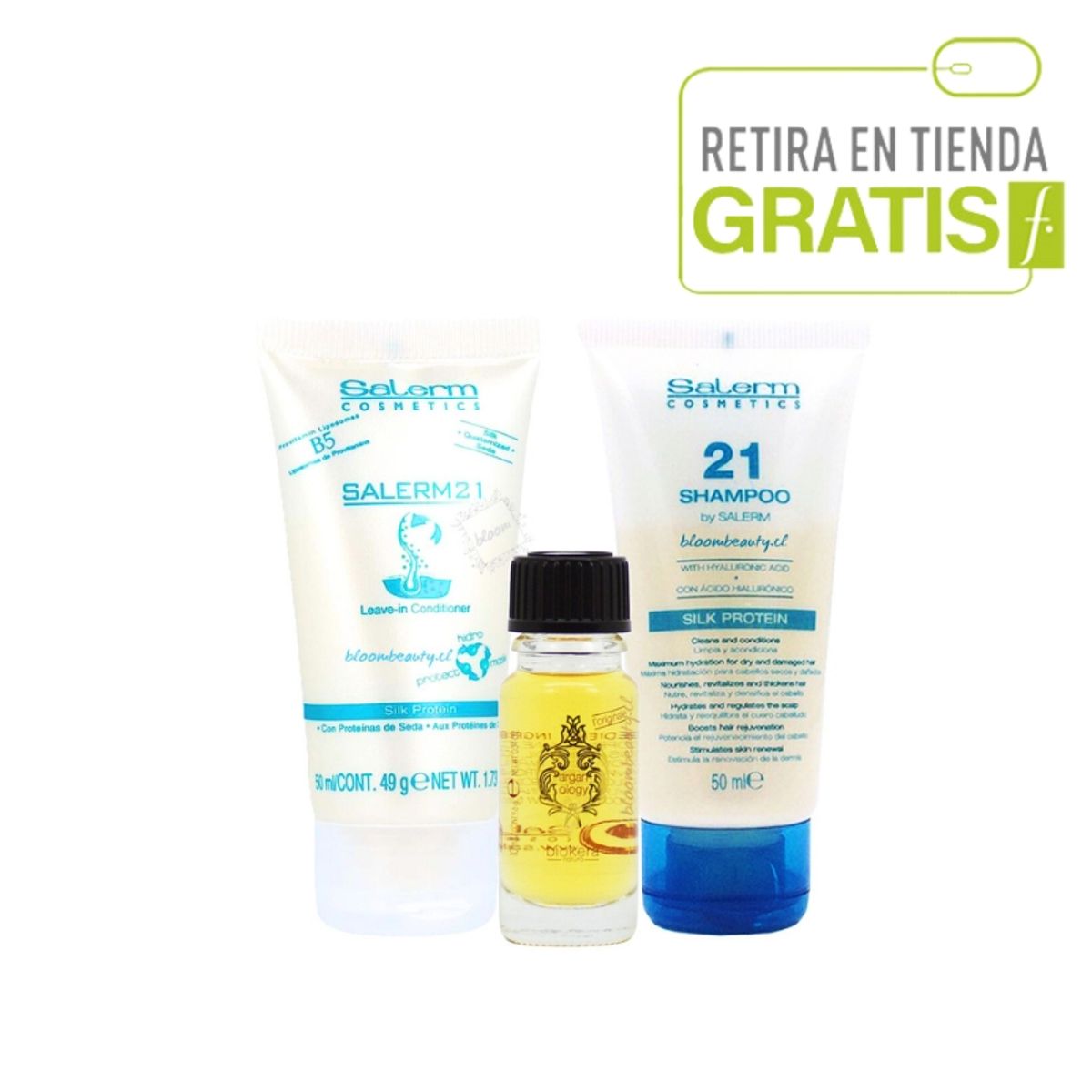 SALERM - SALERM 21 Kit mini Shampoo + crema + aceite de argan biokera