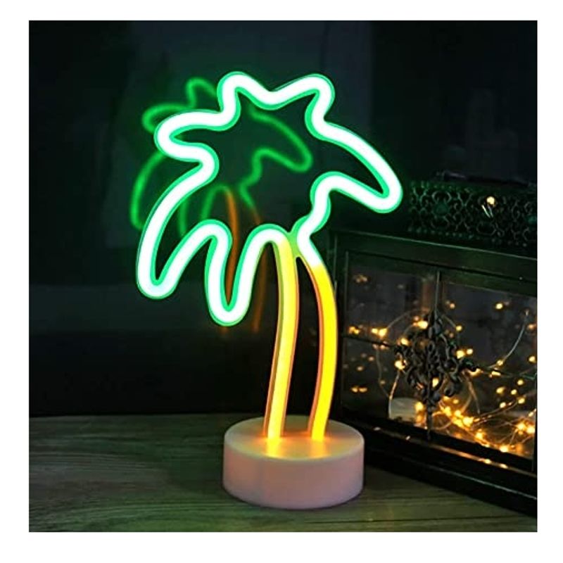 GENERICO - Lampara Led Neón De Palmera Con Base De Soporte