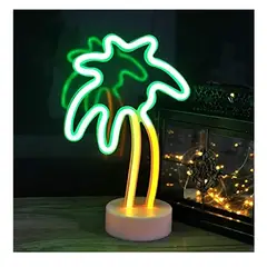 GENERICO - Lampara Led Neón De Palmera Con Base De Soporte