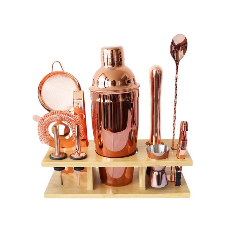 GENERICO - SET BARTENDER O SET BARMAN DE 10 PIEZAS COBRE INOXIDABLE.
