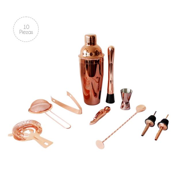 GENERICO - SET BARTENDER O SET BARMAN DE 10 PIEZAS COBRE INOXIDABLE